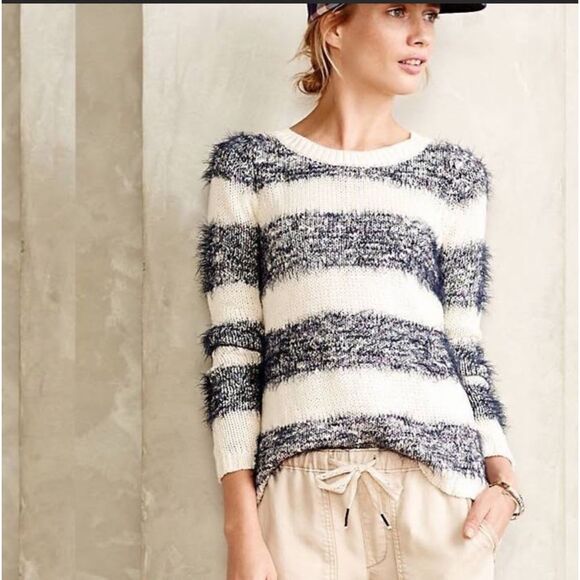 Tabitha Anthropologie Striped Eyelash Sweater - Picture 1 of 10
